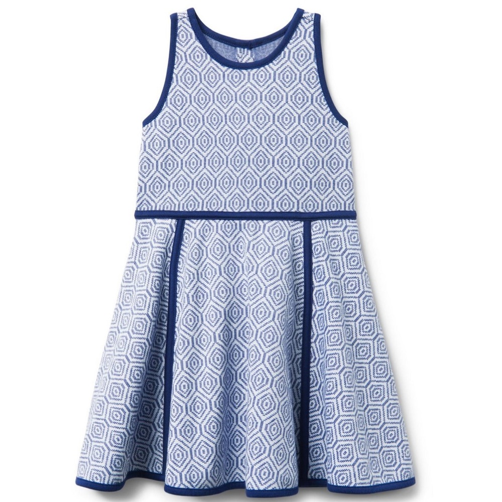 New Janie and Jack Girl Blue Geo Jacquard Trim Dress Size 12